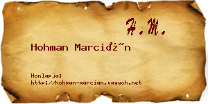 Hohman Marcián névjegykártya